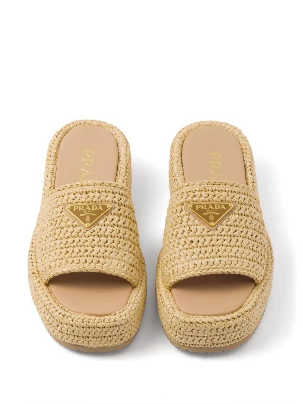 Prada Platform Raffia Slides